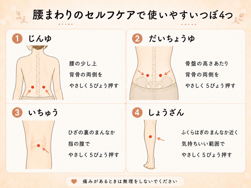 腰まわりのセルフケアで使いやすいツボ