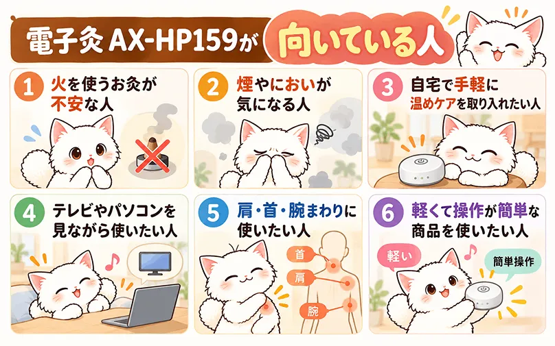 電子灸AX-HP159が向いている人6つを紹介した図解