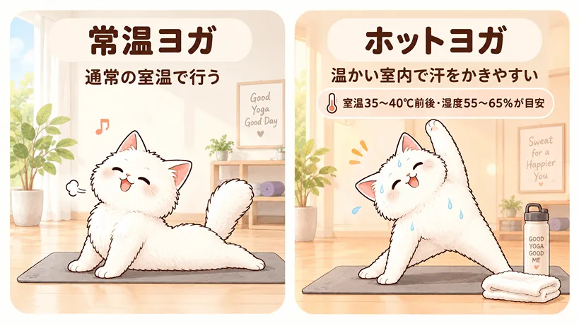 ホットヨガと常温ヨガを比べた画像