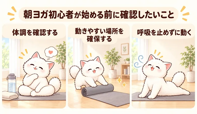 朝ヨガ初心者が始める前に確認することの図解