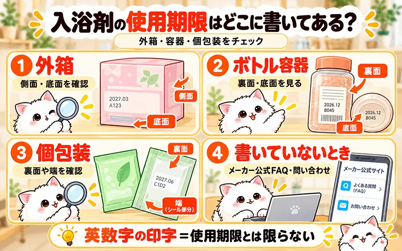 入浴剤の期限はどこに書いてあるかの図解